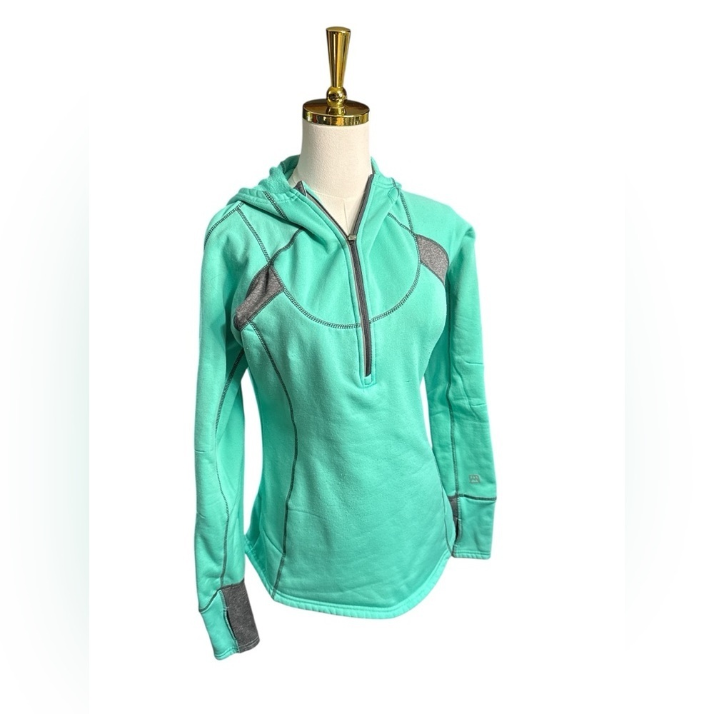 Avalanche Women's Mint Green and Grey Thumbhole Pullover Hoodie Size M